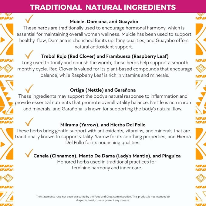 Mujer Fuerte – Traditional Herbal Tea Blend for Women’s Wellness and Vitality 15 Natural Herbs Caffeine-Free Loose Leaf 5 oz (142 g)
