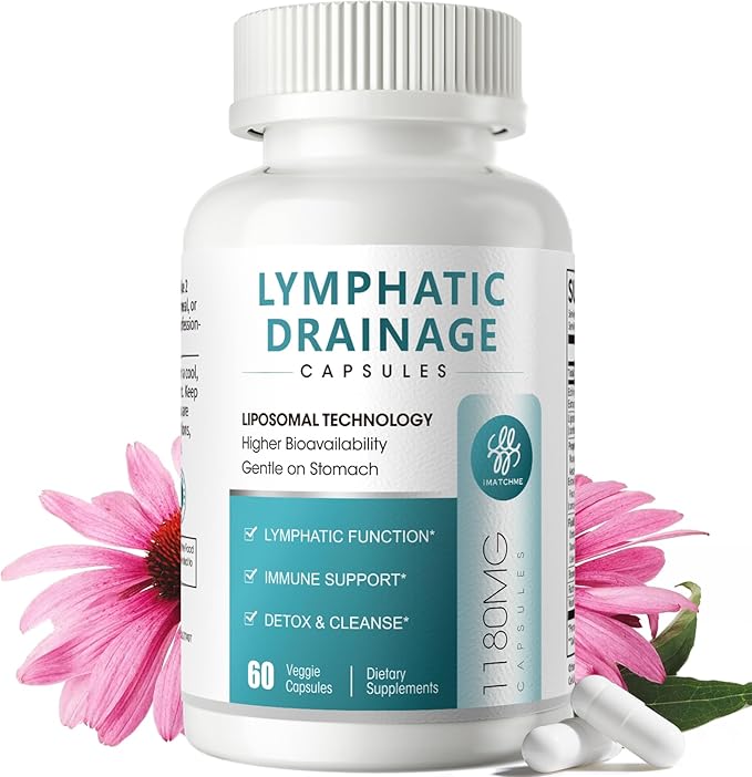 iMATCHME Lymphatic Drainage Supplements for Lymph System Support Detox &amp Cleanse Liver HealthFluid Balance Immune Support Natural Herbal Blends with Echinacea Liposomal Glutathione 60 Capsu