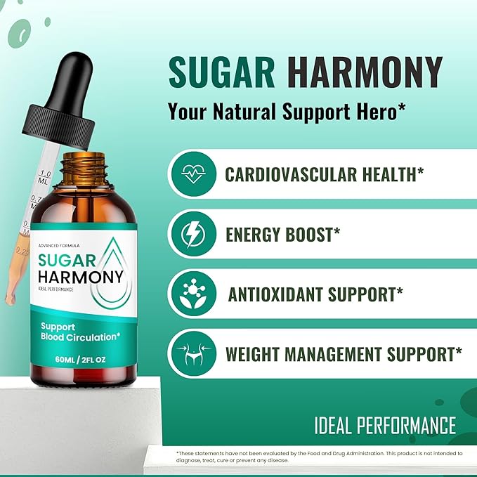 Sugar Harmony Drops SugarHarmony Blood Formula Support Supplement Drops - Maximum Strength All Natural Healthy Circulation Stable Levels &amp Overall Health Advanced Sugar Harmony Reviews (2 Pack