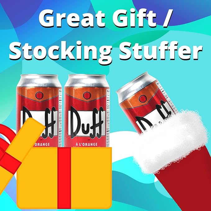 The Simpsons Duff Energy Drink (6 Pack) Wonderful Orange Flavor with 2 GosuToys Stickers