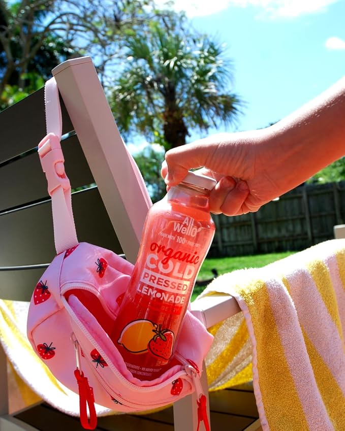 ALLWELLO Organic Cold Pressed Lemonade Gluten Free Non-GMO No Preservatives No Sugar Added (Strawberry Lemonade 12 Pack)