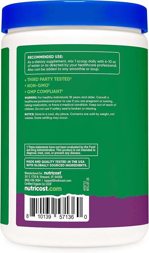 Nutricost Organic Super Greens Powder (30 Servings) Mixed Berry Flavor - Superfood Supplement Drink Mix