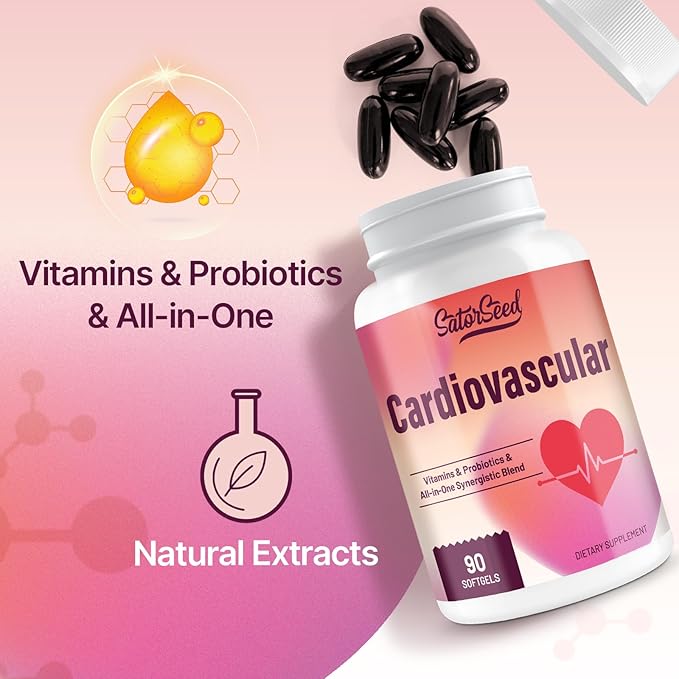 Cardiovascular Supplement 3000MG Multi-Vitamins Probiotics Omega-3 &amp CoQ10 Synergistic Blend for Adults (2 Bottle)