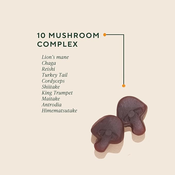 OM MUSHROOM SUPERFOOD Master Blend Mushroom Gummies – Organic 10-Mushroom Complex with Ashwagandha – Supports Immunity Gut Health &amp Stress Relief – Mixed Berry Flavor – 28 Servings 56 Count.