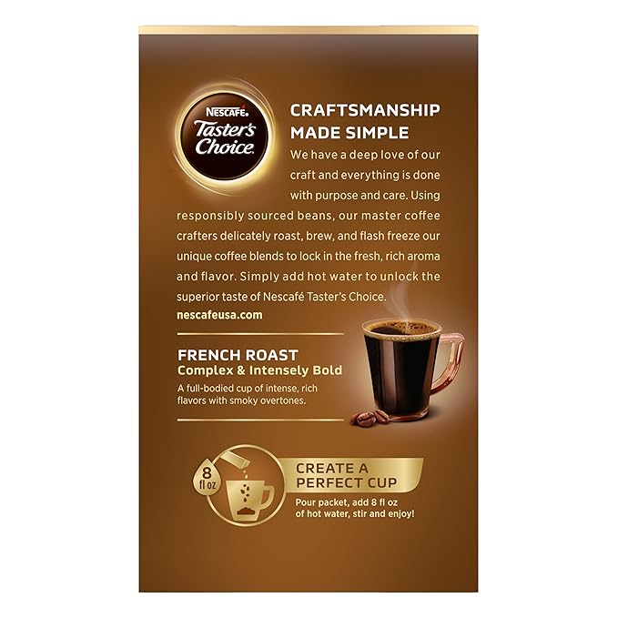 Nescafe Taster's Choice Instant Coffee French Roast 5 Count (Pack of 12)