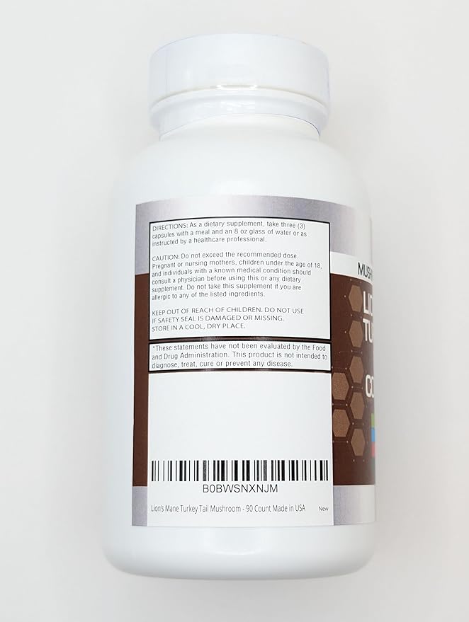 Stamiron Lions Mane Supplement Turkey Tail Mushroom Capsules with Cordyceps Extract &amp Reishi Mushrooms - Alt to Mushroom Gummies Mushroom Powder Mushroom Coffee - 90 Count