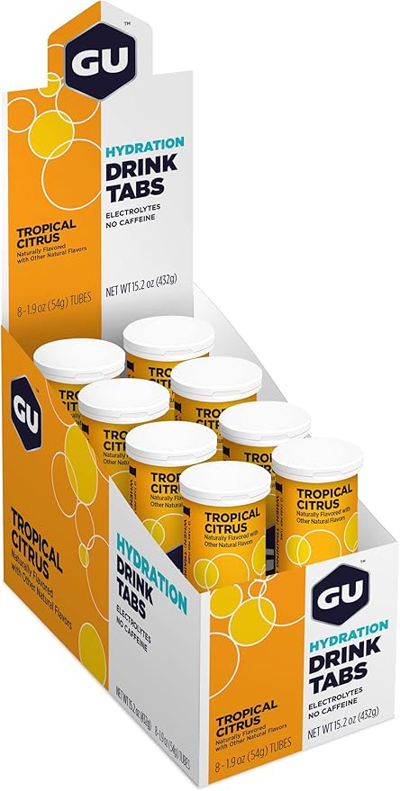 GU Energy Hydration Drink Tabs - Electrolyte Tablets for Fitness &amp Endurance Sports Rehydration Beverage Tropical Citrus 96 Servings