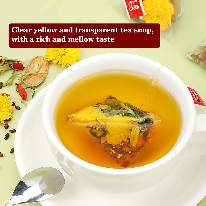 Chrysanthemum Cassia Seed Tea Bags 300g Combination of Herbal Tea Chrysanthemum Cassia seed Burdock Root Goji berry Honeysuckle Osmanthus Chinese Herbal Tea 菊花决明子茶 菊花 决明子 枸杞子 金银花 桂花 牛蒡根