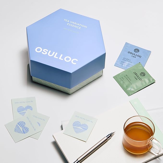 OSULLOC TEA VARIATION ESSENCE (42 Count 6 Types x 7 ea) Premium Tea Gift Set Special Thank You Card attached