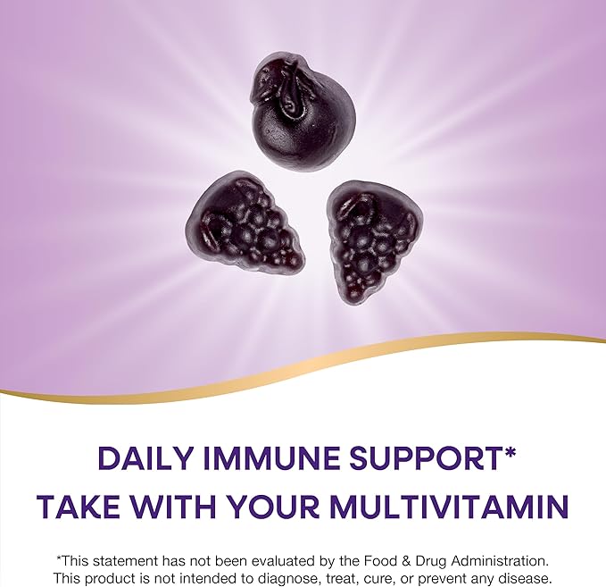 Nature's Way Alive! Immune Support* Gummies with Elderberry Extract Vitamins C &amp D3 Zinc No Gluten Grape &amp Cherry Flavored 90 Vegetarian Gummies (Packaging May Vary)
