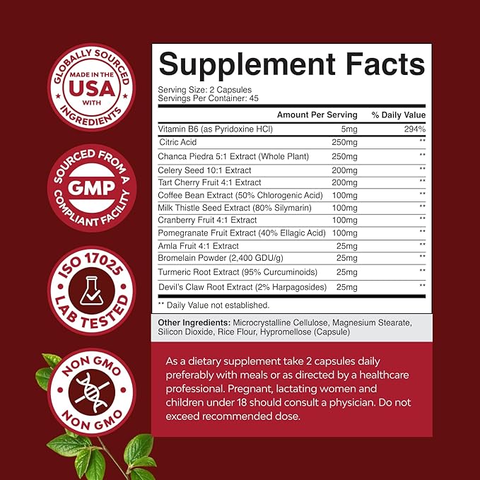 Green Coffee Bean Extract for Uric Acid Cleanse &amp Detox - Green Coffee Beans with Turmeric Tart Cherry &amp Celery Seed for Adults - Daily Uric Acid Flush for Joints Support &amp Kidney Cleanse