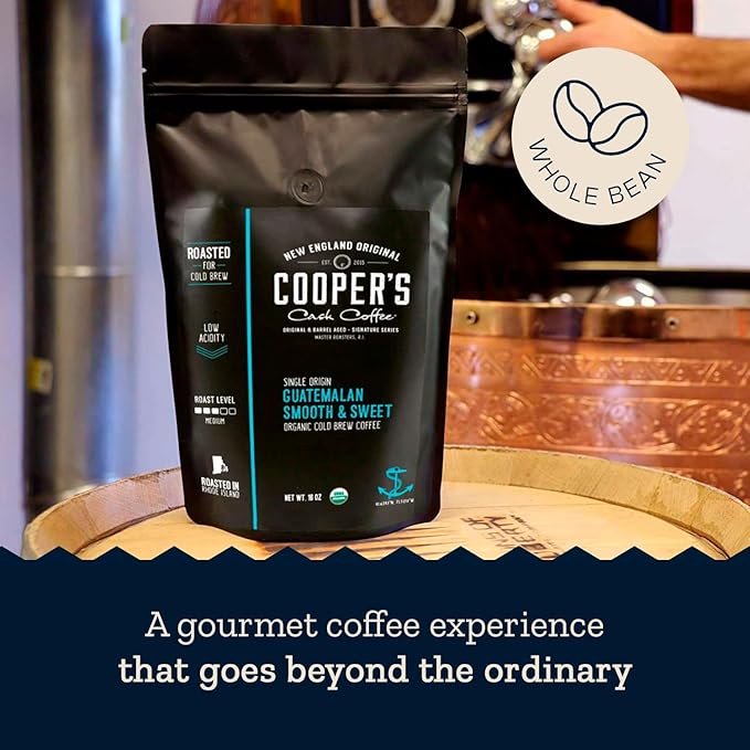 Guatemala Organic Cold Brew Coffee Single Origin &amp Gourmet Beans Tasting Notes of Milk Chocolate Creamy Caramel &amp A Hint of Orange Medium Roast Whole Bean 16 oz Coffee Bag