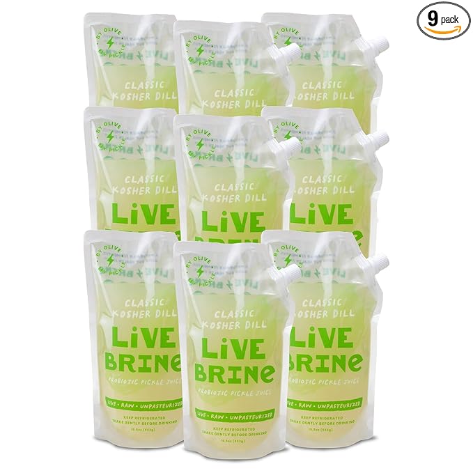 Olive My Pickle Probiotic Pickle Juice 175.5 oz | 9pk Olive Juice Live Brine Kosher Dill Pickle Juice Shots with Natural Probiotics &amp Digestive Enzymes for Gut Health - 117 Pickle Shots for Cramps