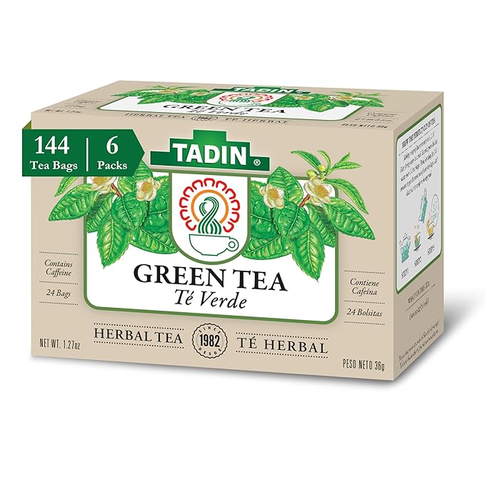Tadin Green Tea Herbal Tea Green Tea Bags Caffeinated Tea Tea Bags Individually Wrapped 24 Tea Bags Pack of 6