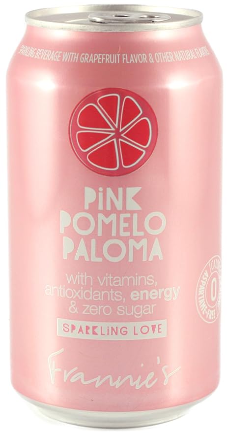 KauffmanTreats Frannie Sparkling Beverage- Zero Calories &amp Sugar Aspertame Free: 24-Ct Case 12 Oz. Cans (Pink Pomelo Paloma)