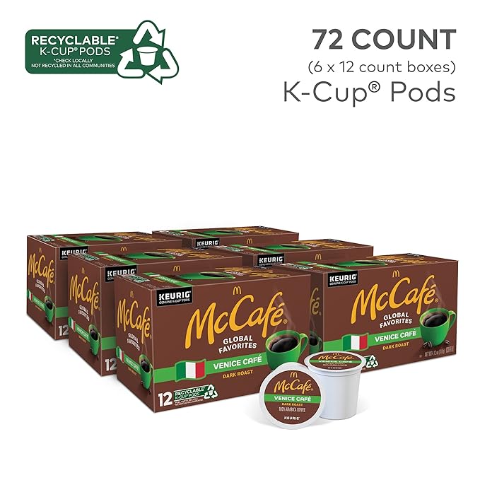 McCafe Venice Cafe Single Serve Coffee Keurig K-Cup Pods Dark Roast Coffee 72 Count