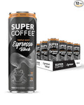 SUPER COFFEE Espresso Iced Keto Coffee (0g Added Sugar 10 Calories) [Triple Shot Black] 11 Fl Oz 12 Pack | Cold Brew Smart Coffee Drinks - SoyFree GlutenFree