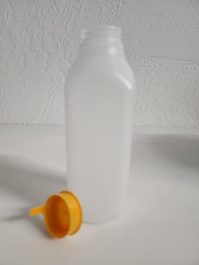 16 Oz. Empty HDPE Plastic Juice Bottles (16 Oz - Set of 12 &amp 12 Caps) with Orange Snap On Cap – Great for Homemade Juices Milk Smoothies Tea and Other Beverages - Food Grade BPA Free Made in US
