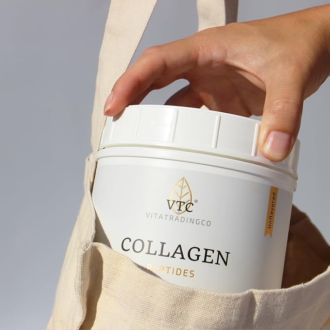VTC VitaTradingCo. Grass-Fed Collagen Peptides Powder | Type I &amp III | Hyaluronic Acid &amp Vitamin C | Healthy Hair Skin &amp Joints | Non-GMO Paleo Keto | 30 Servings (Unflavored)
