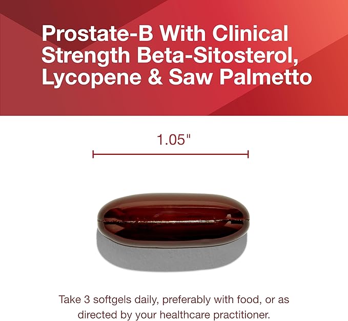 PROTOCOL FOR LIFE BALANCE Prostate-B Clinical Strength - Prostate Health Supplement for Men - with Beta Sitosterol Lycopene &amp Saw Palmetto - Halal &amp Dairy Free - 90 Softgels