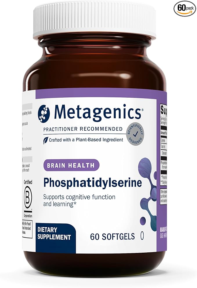 Metagenics Phosphatidylserine - Brain Support Supplement* for Focus Memory &amp Learning* - 150 mg Sunflower Lecithin-Derived Phosphatidylserine - Non-GMO Soy Free Gluten-Free - 60 Softgels