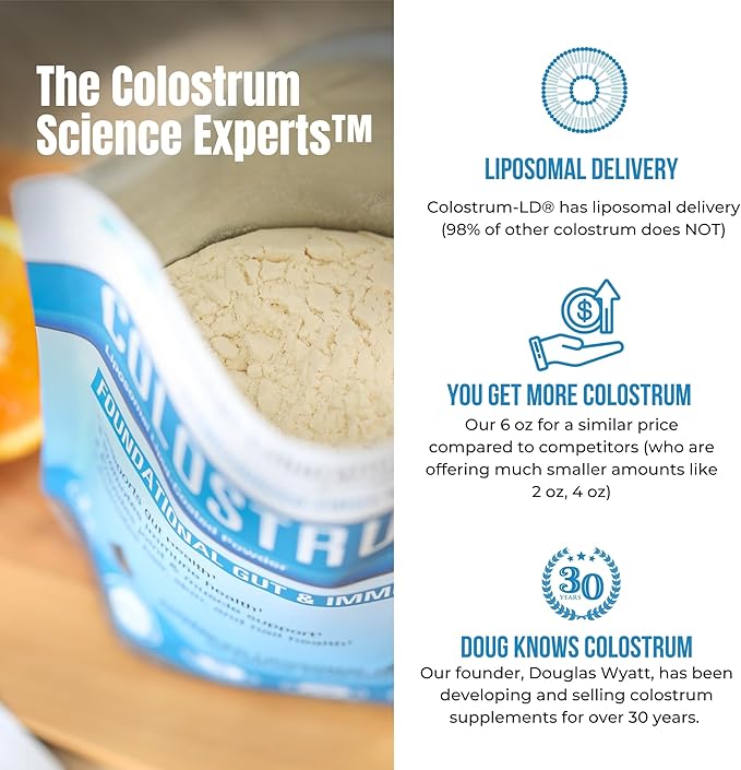 Colostrum-LD Liposomal Delivery - Colostrum Powder - Gluten-Free Lactose-Reduced - 68 Servings - Sovereign Laboratories - 12oz Vanilla
