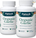 Pattern Wellness Odorless Organic Garlic - 1000mg - Supports Circulatory &amp Immune Health - Non-GMO Gluten Free Vegan - 60 Capsules