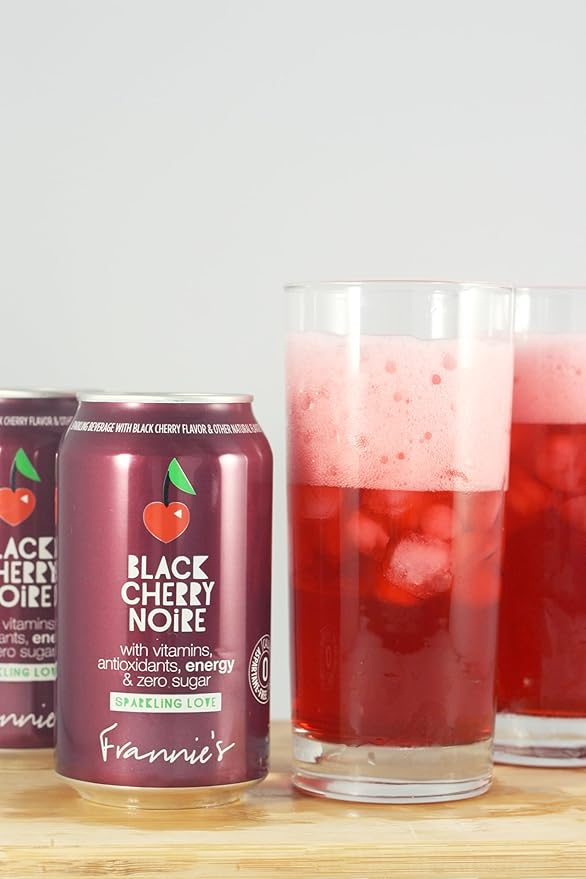 KauffmanTreats Frannie Sparkling Beverage- Zero Calories &amp Sugar Aspertame Free: 8-Ct 12 Oz. Cans (Black Cherry Noire)