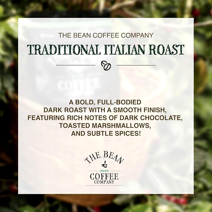 The Bean Organic Coffee Company Il Chicco (Traditional Italian Roast) Dark Roast Whole Bean Coffee 16-Ounce Bags (Pack of 2)