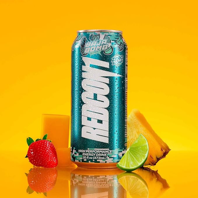 REDCON1 Energy High Performance Drink Baja Bomb - Zero Sugar Energy Drink with Alpha GPC Nootropic - 200mg of Natural Caffeine from Green Coffee Beans - Vitamin B6 B12 &amp B5 to Boost Mood (12 ct)