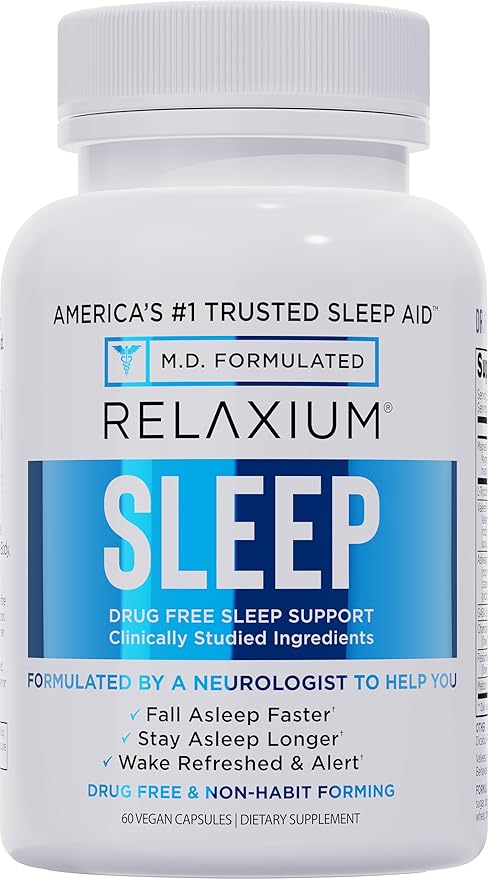 Relaxium Sleep Aid – Professional Strength Formula for Adults | 5mg Melatonin Magnesium Glycinate Valerest &amp Ashwagandha | Non-Habit Forming Sleep Support | 60 Capsules 30-Day Supply