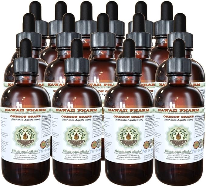 Hawaii Pharm Oregon Grape Alcohol-Free Liquid Extract Oregon Grape (Mahonia aquifolium) Dried Root Glycerite Natural Herbal Supplement USA 15x4 fl.oz