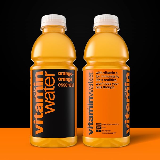 vitaminwater Essential Orange-Orange Flavored Water Beverage 20 fl oz Bottles 12 Pack