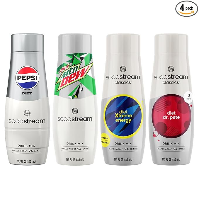 SodaStream Pepsi MTN Dew Energy &amp Dr. Pete Variety Pack Diet 440ml pack of 4