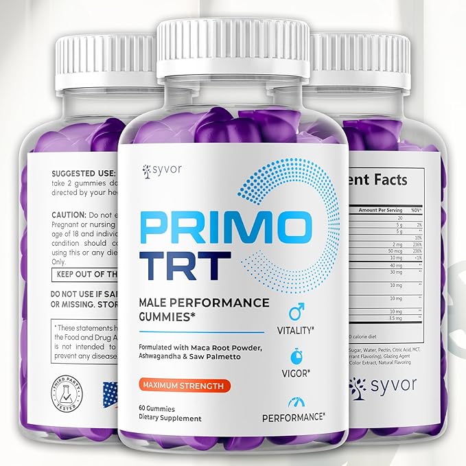 (2 Pack) Primo TRT Gummies for Men Official Primo TRT Male Performance Gummys with Maximum Strength Ingredients Advanced PrimoTRT Male Health Support Supplement with Premium Vitamins (120 Gummies)