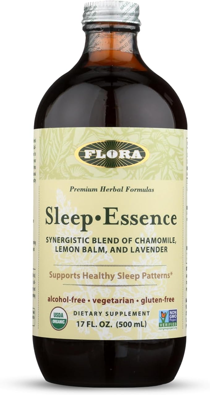 Flora Sleep Essence 17 oz - Synergistic Supplement Blend of Chammoile Lemon Balm and Lavender - Herbal Tonic - Organic Non GMO Vegan