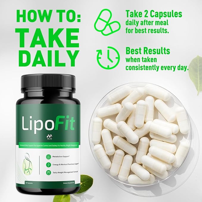 (2 Pack) Lipo Fit Capsules Official Lipo Fit Pills with All Natural Ingredients Advanced Overall Health &amp Wellness Vitamin Supplement Formula for Maximum Strength Multivitamin Support (120 Capsu