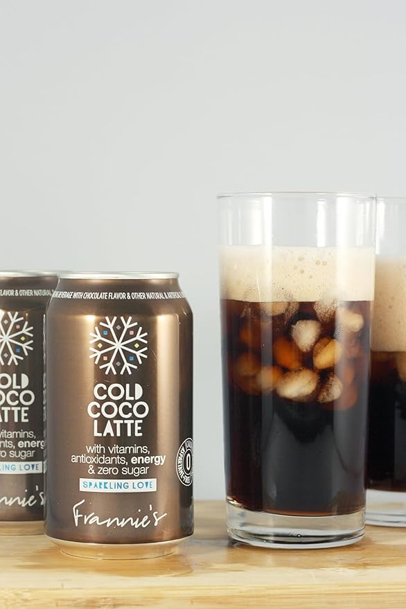 KauffmanTreats Frannie Sparkling Beverage- Zero Calories &amp Sugar Aspertame Free: 24-Ct Case 12 Oz. Cans (Cold Coco Latte)
