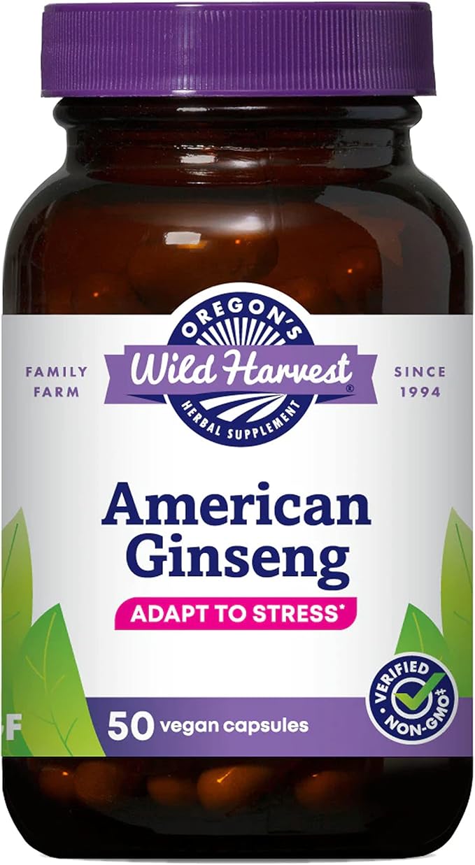 Oregon's Wild Harvest Non-GMO American Ginseng Capsules 50 Count
