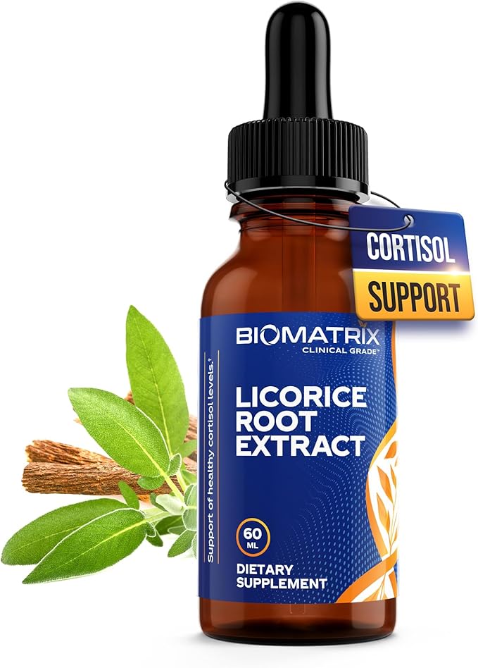 BioMatrix Licorice Root Extract (1200 Drops 2 fl. oz) More Active Ingredient Than Competing Brands (0.87 mg Glycyrrhizin per Drop) Less Doses Needed Concentrated Raise Cortisol Energy