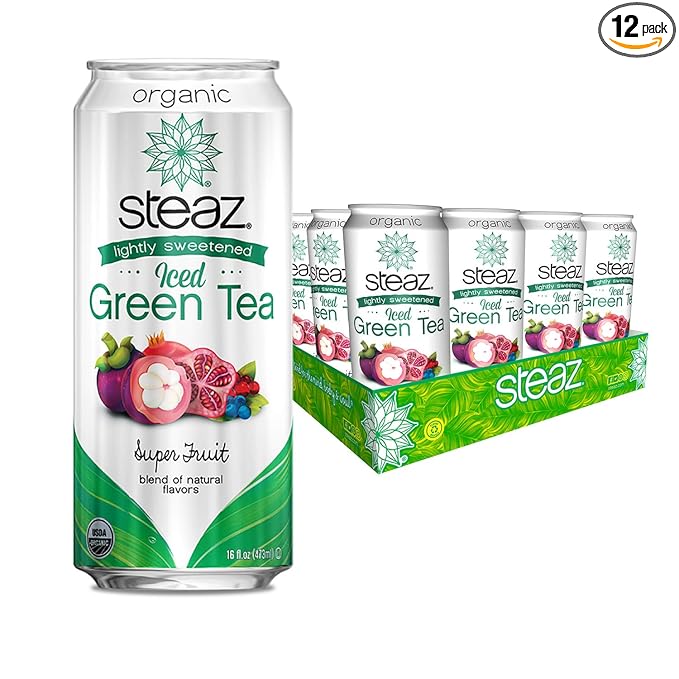 Steaz Lightly Sweetend Iced Green Tea 16 OZ (Super Fruit)