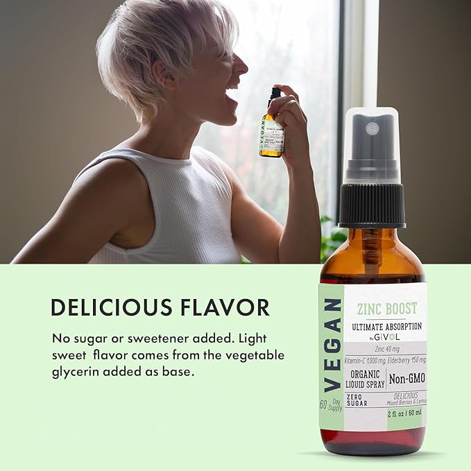 Organic ZINC Boost Mist 40 mg (Extra Strength) - Sugar Free with Vit C and Elderberry Extract - Vegan Liquid Spray for Kids and Adults - Easy Absorption - Non-GMO - (60 ml) 60 Days Supply