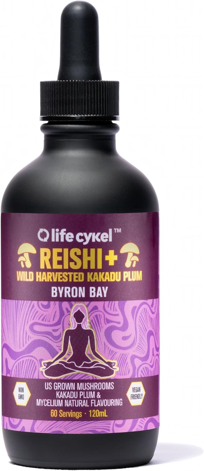 Life Cykel - Reishi Mushroom Extract with Wild Kakadu Plum - Potent Immune &amp Sleep Support Supplement Vitamin-C Rich Adaptogen Mushroom Drops - 4 Fl Oz
