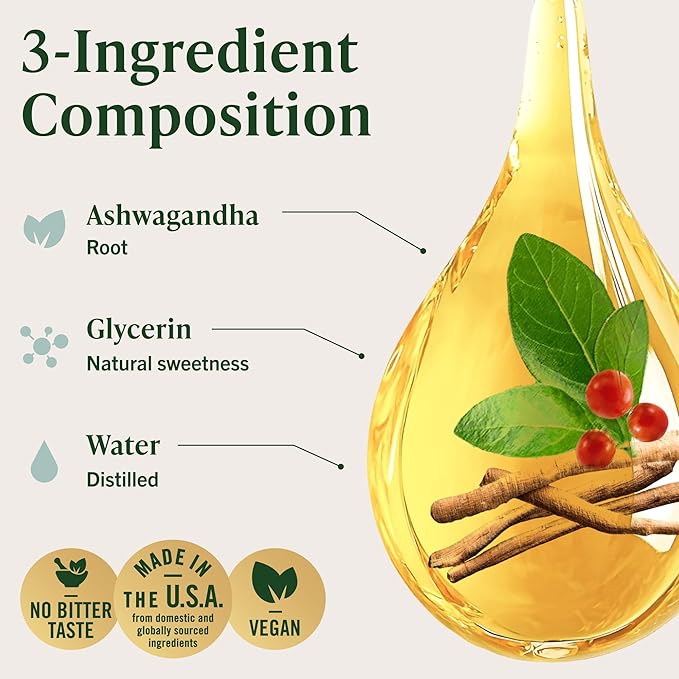 HERBAMAMA Ashwagandha Liquid Drops - Vegan Ashwagandha Root Extract for Calm &amp Mood Support - Non-GMO Alcohol &amp Sugar-Free Calming Supplement for Adults 28-Day Supply