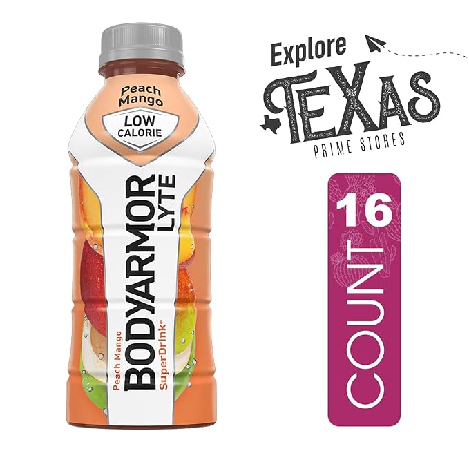 BodyArmor Lyte 16-Pack of Low Calorie Peach Mango Sports Drink Potassium-Packed Electrolytes 16 fl oz Plastic Bottle