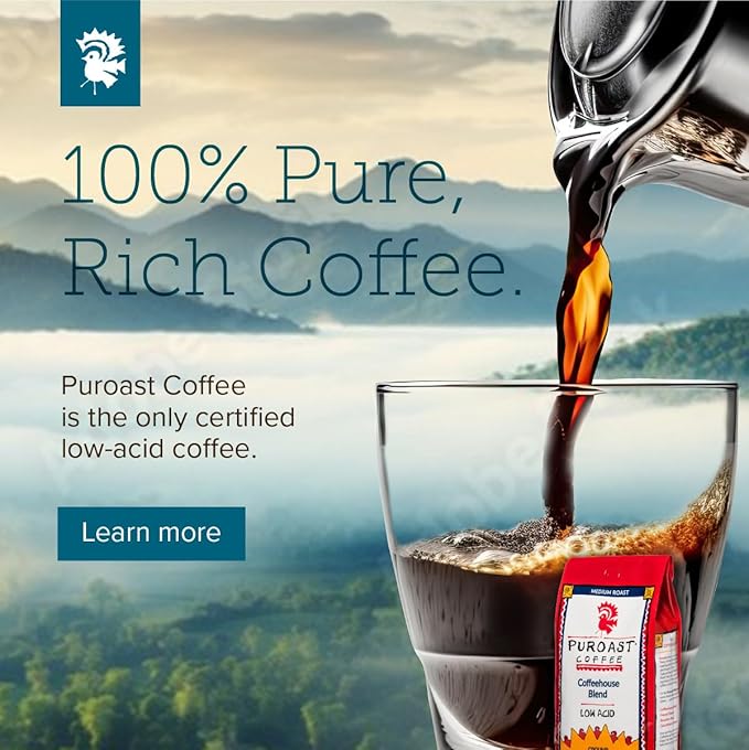 Puroast Low Acid Coffee Pods – Medium Roast - House Blend Lost Art &amp Vanilla – Single Serve Pods – Keurig Compatible – High Antioxidants – GERD Friendly – 3 Pack 12 Ct