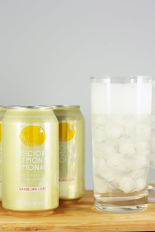 KauffmanTreats Frannie Sparkling Beverage- Zero Calories &amp Sugar Aspertame Free: 24-Ct Case 12 Oz. Cans (Luscious Lemonade)