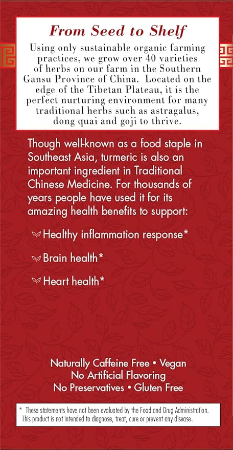 Bravo Tea Absolute Turmeric Herbal Tea Caffeine Free 20 Tea Bags 6 Count