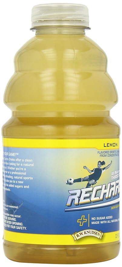 R.W. Knudsen Family Recharge Lemon Flavored Sports Beverage Mix 32 Ounce (Pack of 12)