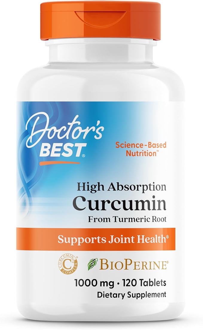 Doctor's Best Curcumin From Turmeric Root with C3 Complex &amp BioPerine Benefit the Joints by Helping to Neutralize Free Radicals Non-GMO Gluten Free Soy Free Joint Support 1000 mg 120 Tablet
